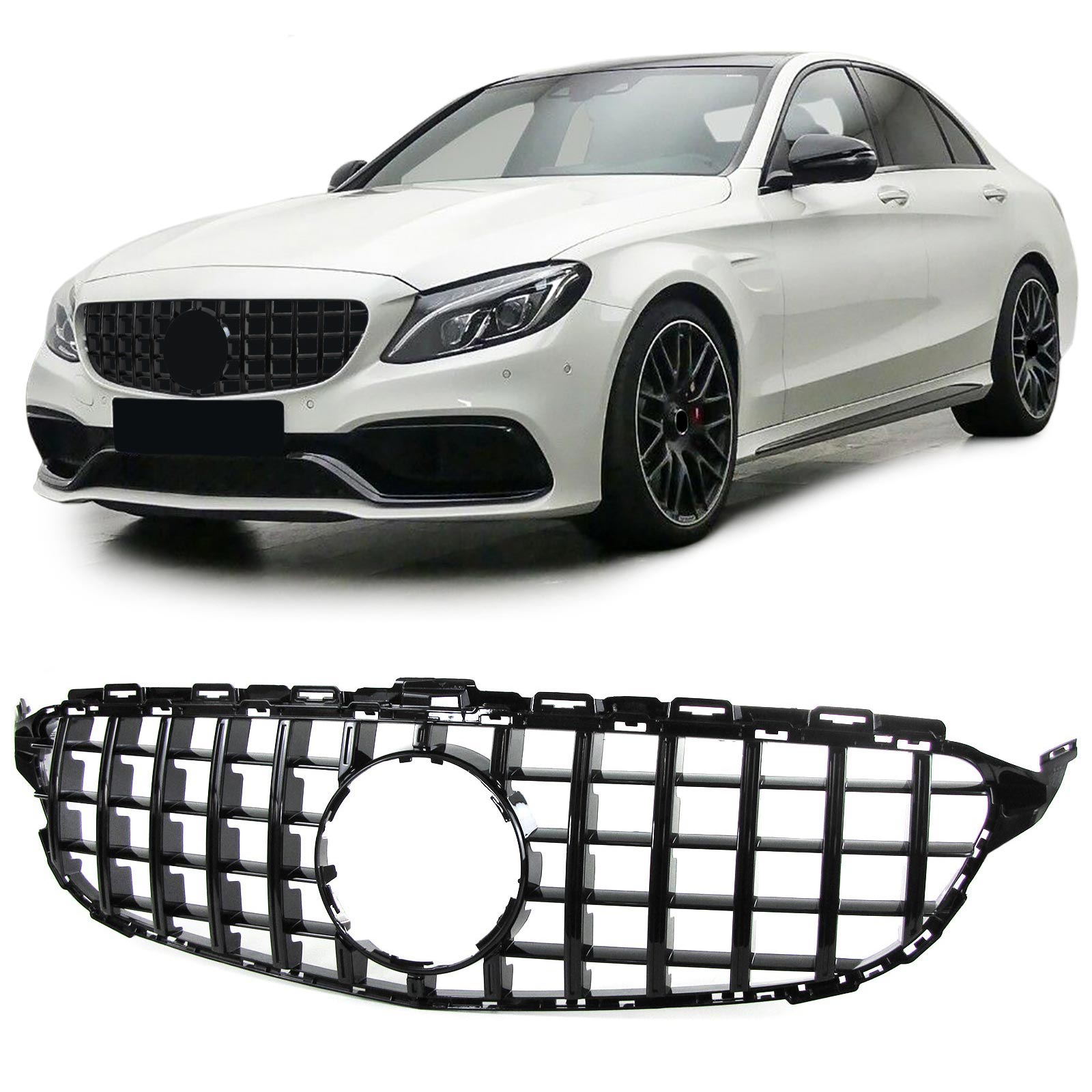 Sport K Hlergrill Schwarz Gl Nzend F R Mercedes C Klasse W Ab Ebay