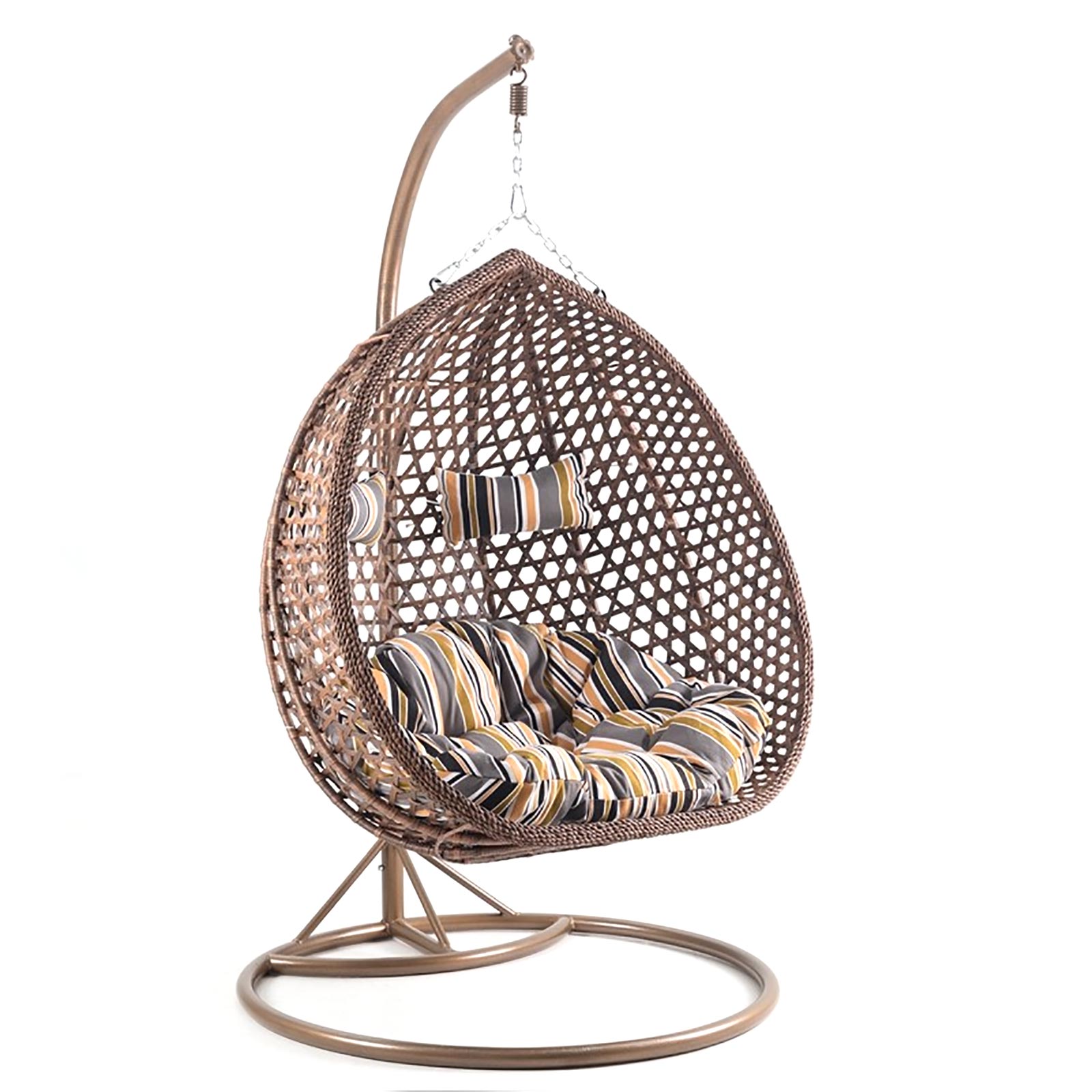 Luxus Doppel Hängesessel Korb Polyrattan Gestell und