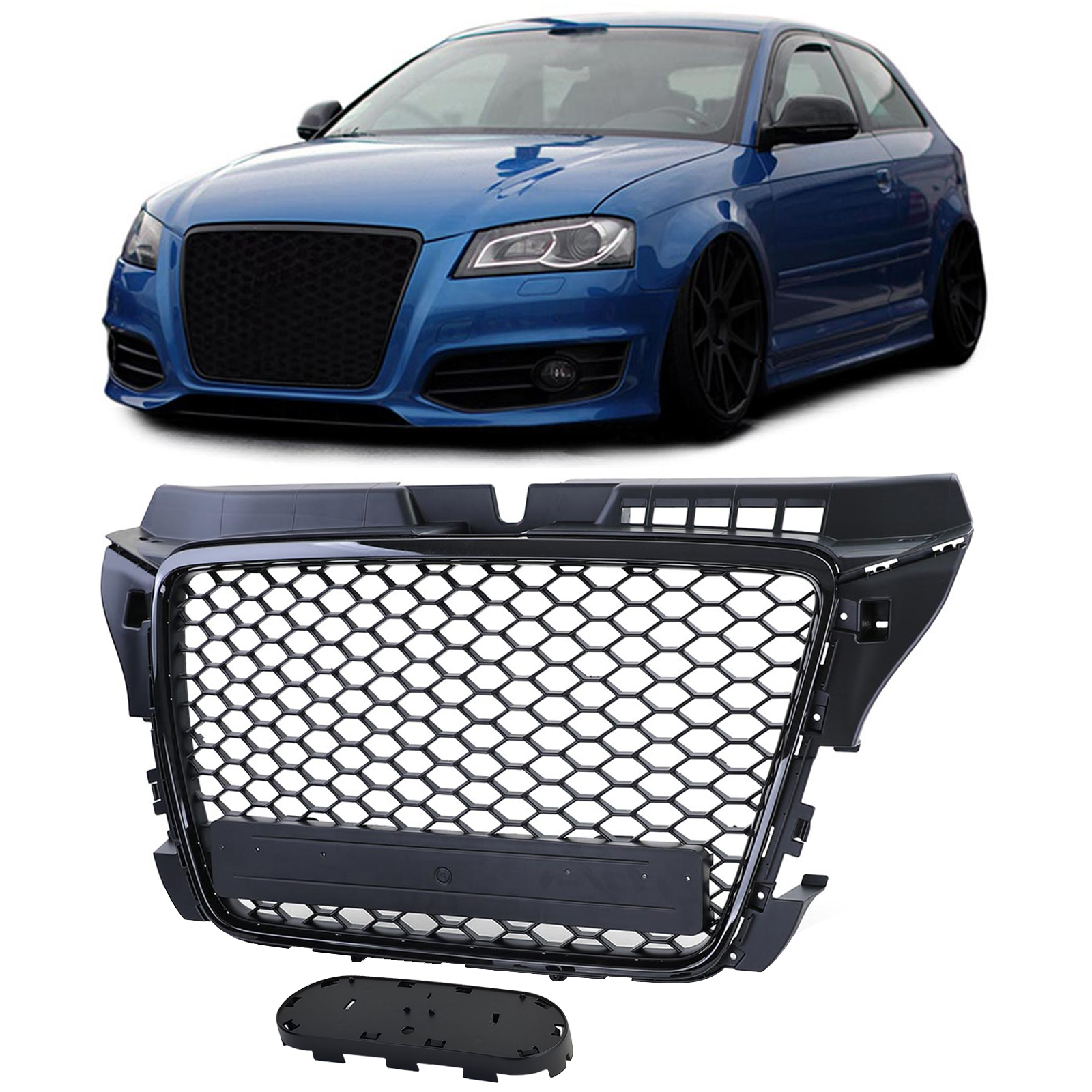 Waben Grill Kühlergrill Sport Look schwarz für Audi A3 8P 08-12 | eBay