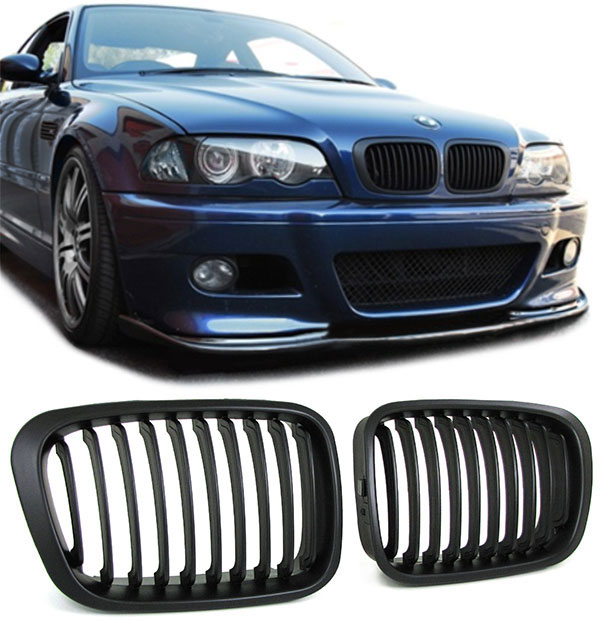 Sport Nieren Kühlergrill schwarz matt für BMW 3ER E46 98 ...