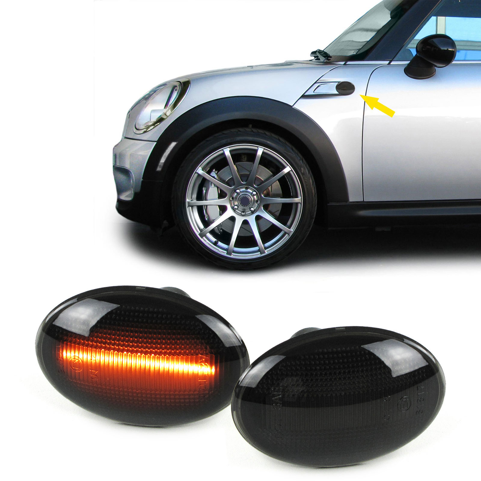 LED Lightbar Seitenblinker Schwarz für Mini R55 R55N R56 R56N R57