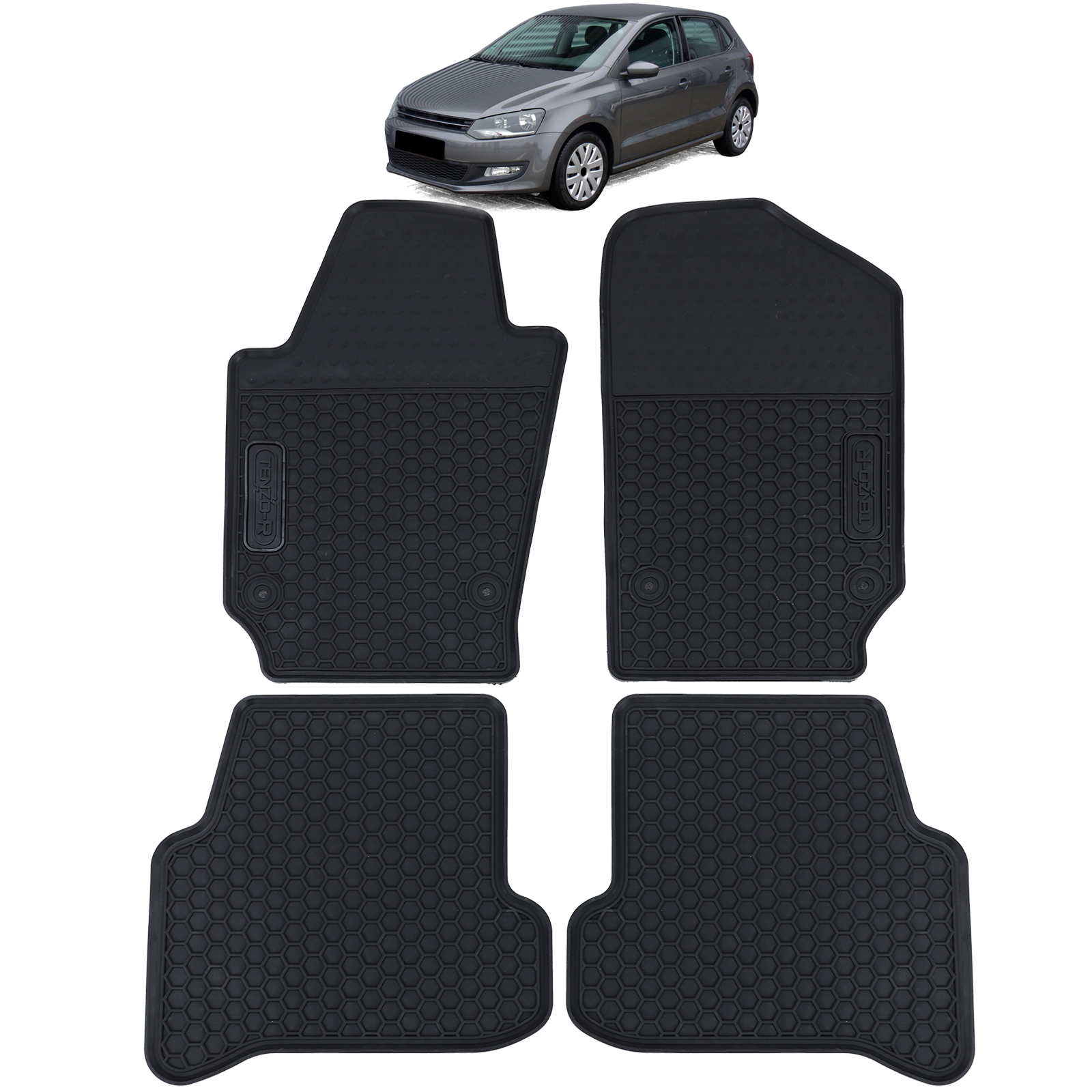 Premium Gummi Fußmatten Set Schwarz für VW