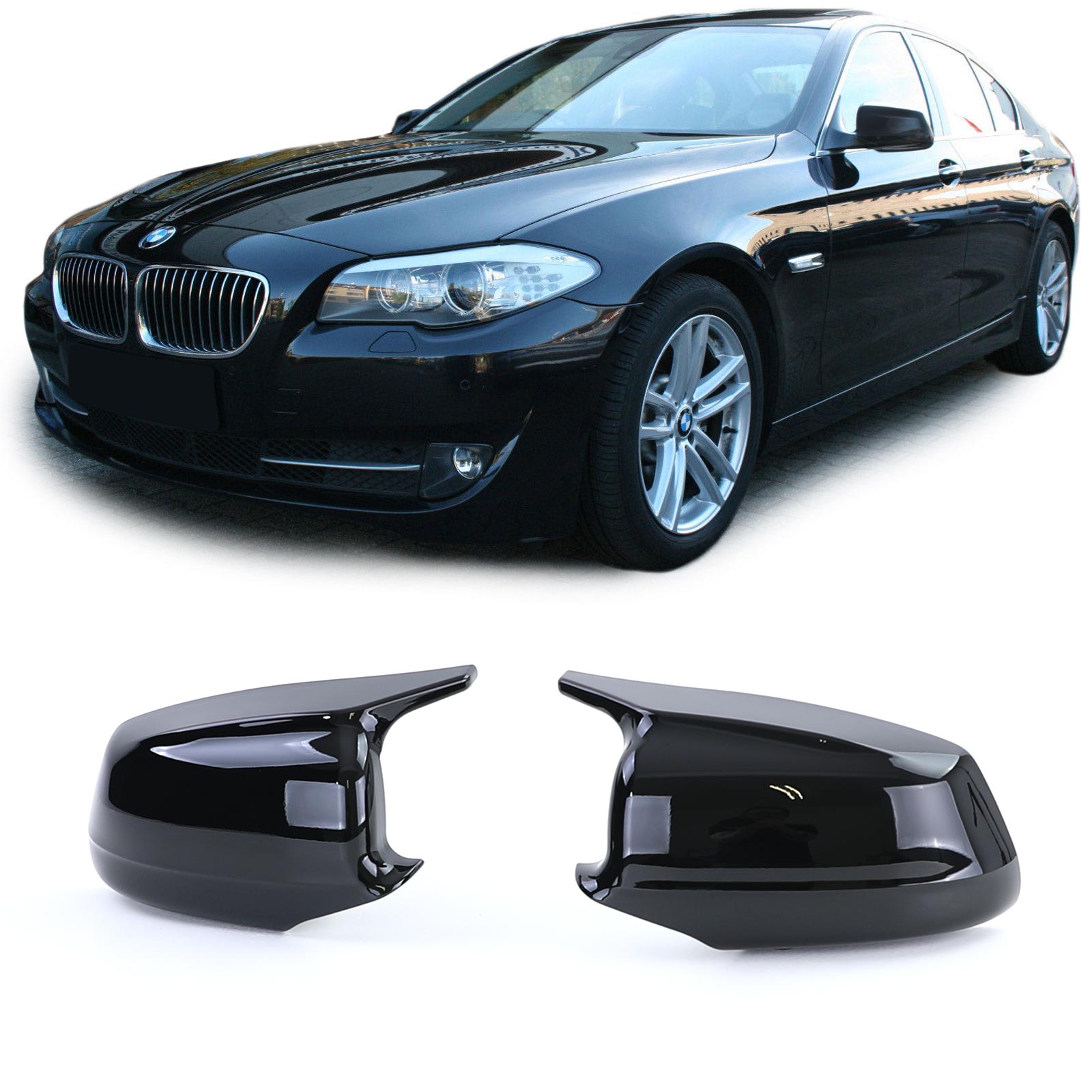 Set Sport Spiegelkappen schwarz glanz passt auf BMW 3er E90 E91 E92 E93 nur  LCI Facelift Modelle