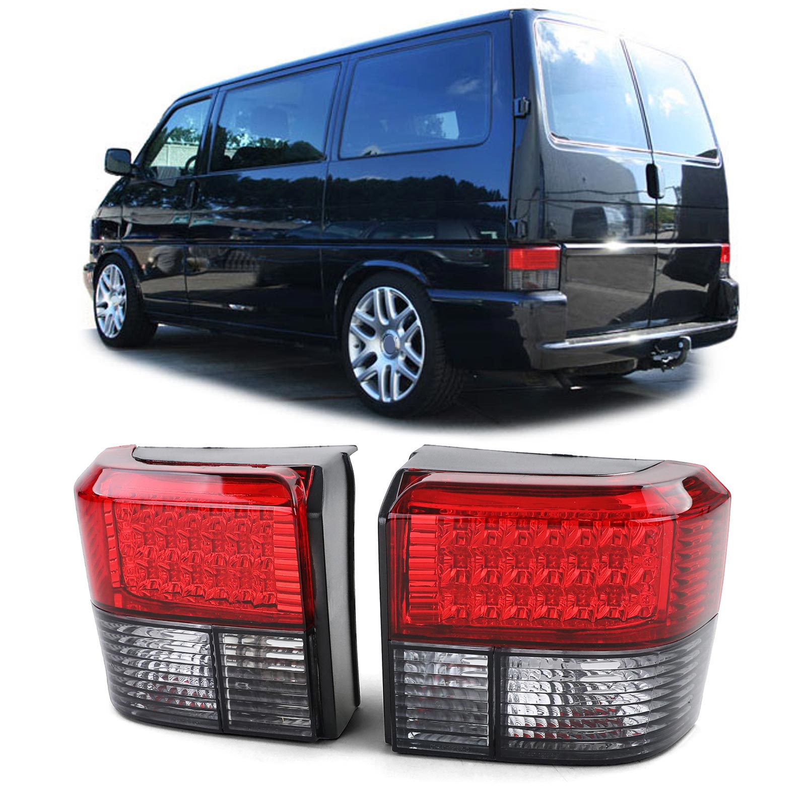 LED Rückleuchten Schwarz Smoke für VW Bus T5.2 Facelift mit Hecktüren 09-15