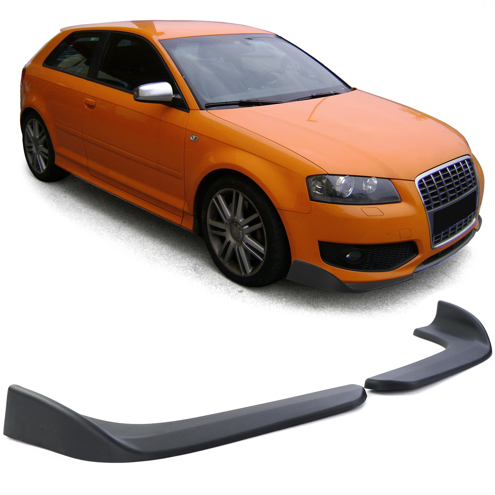Front Spoiler Flaps Cup Wings flach universal Schwarz Performance