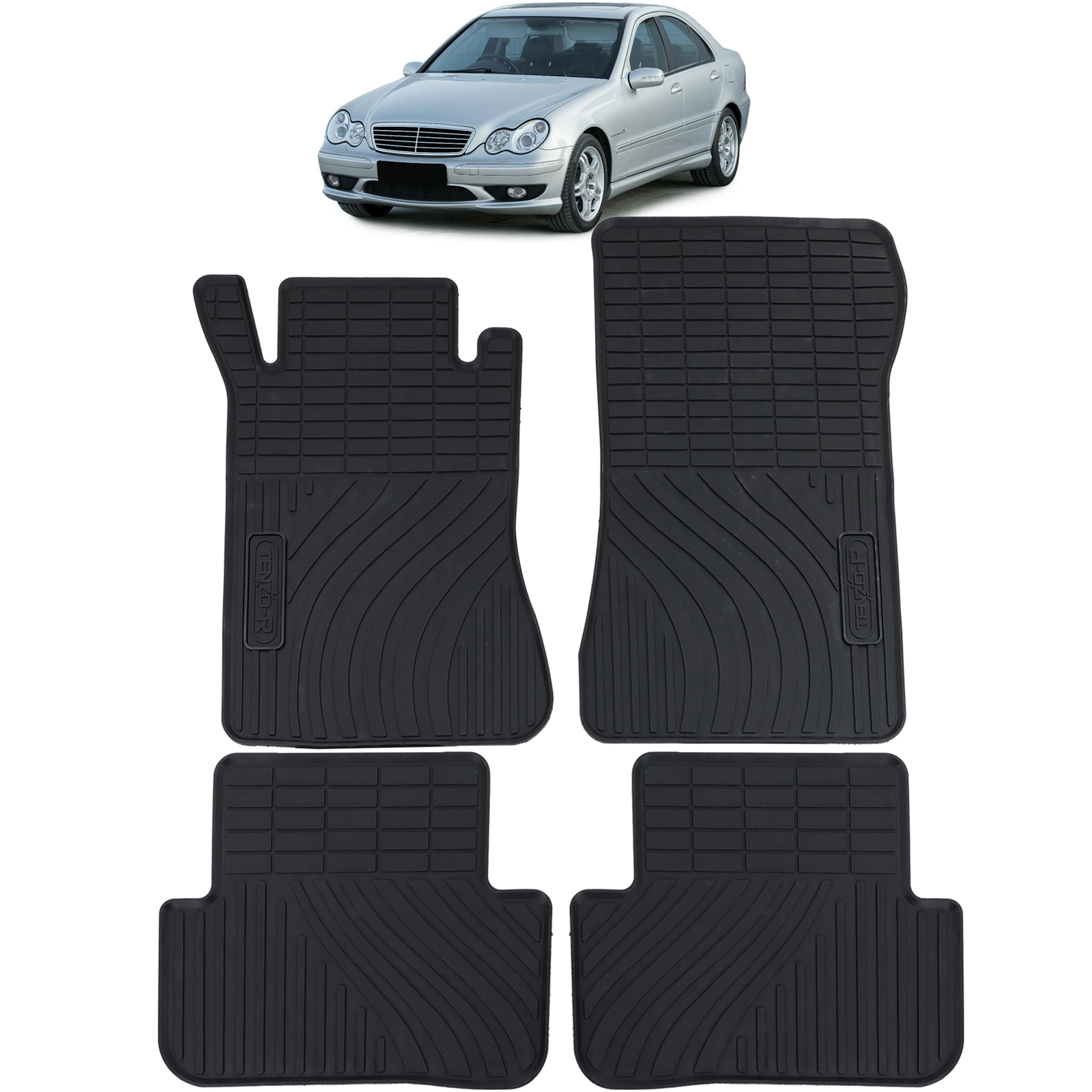Auto Gummi Fußmatten Schwarz Premium Set für Mercedes C-Klasse W203 S203  00-07 kaufen