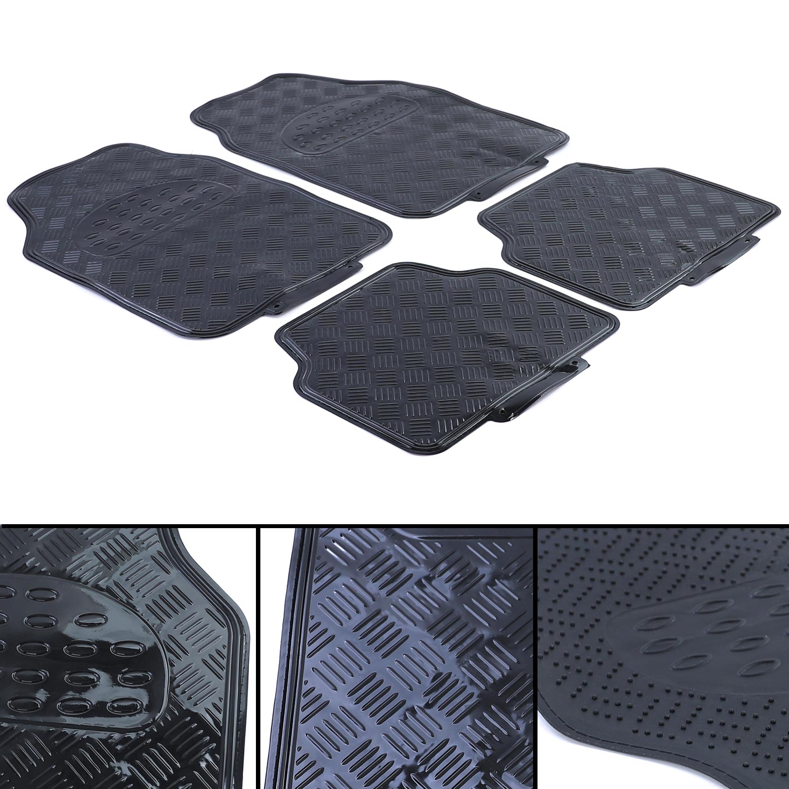 Universal PVC-Textil-Auto-Fußmatten im 4-teiligen Set, schwarz! in