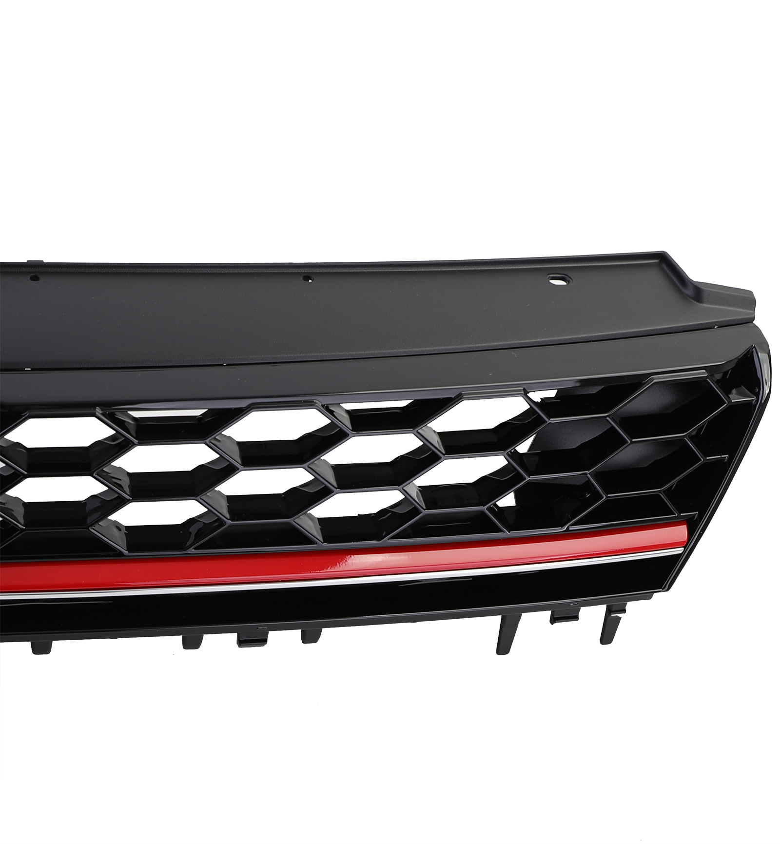 Kühlergrill Kühlergitter für Golf 7 schwarz glanz mit Chromleiste R Look  mit Aussparung für das Emblem