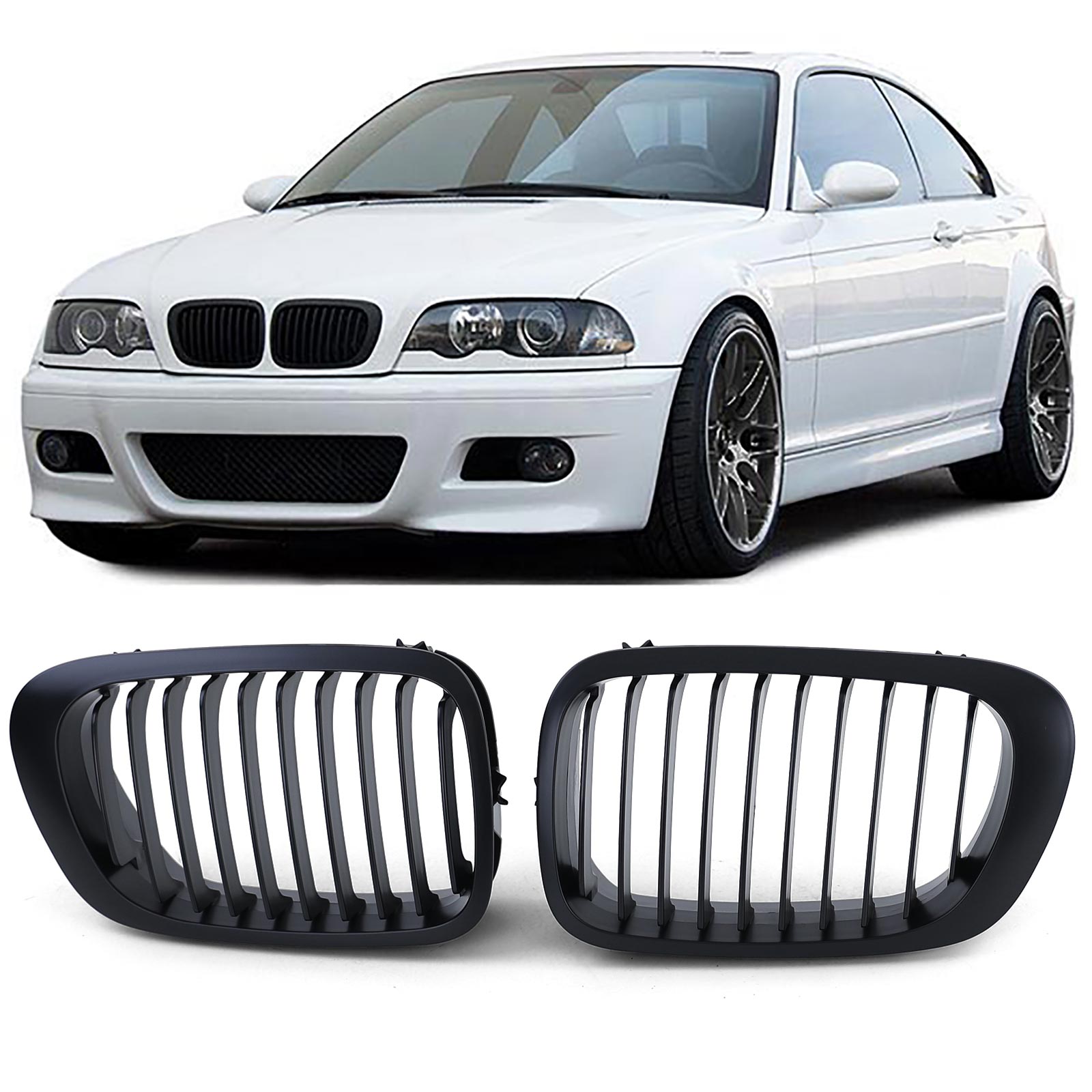 Sport Kuhlergrill Nieren Schwarz Matt Fur Bmw 3er E46 Coupe Cabrio 99 03 Kuhlergrill Bodyparts Carparts Online Wir Haben Die Teile Fur Dein Auto