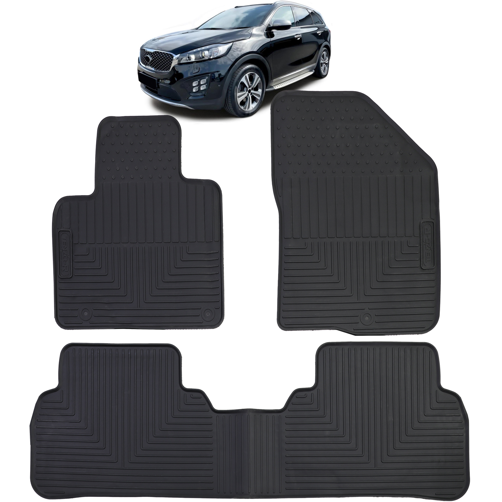 Auto Gummi Fußmatten Schwarz Premium Set für Kia Sorento MQ4 ab 2020