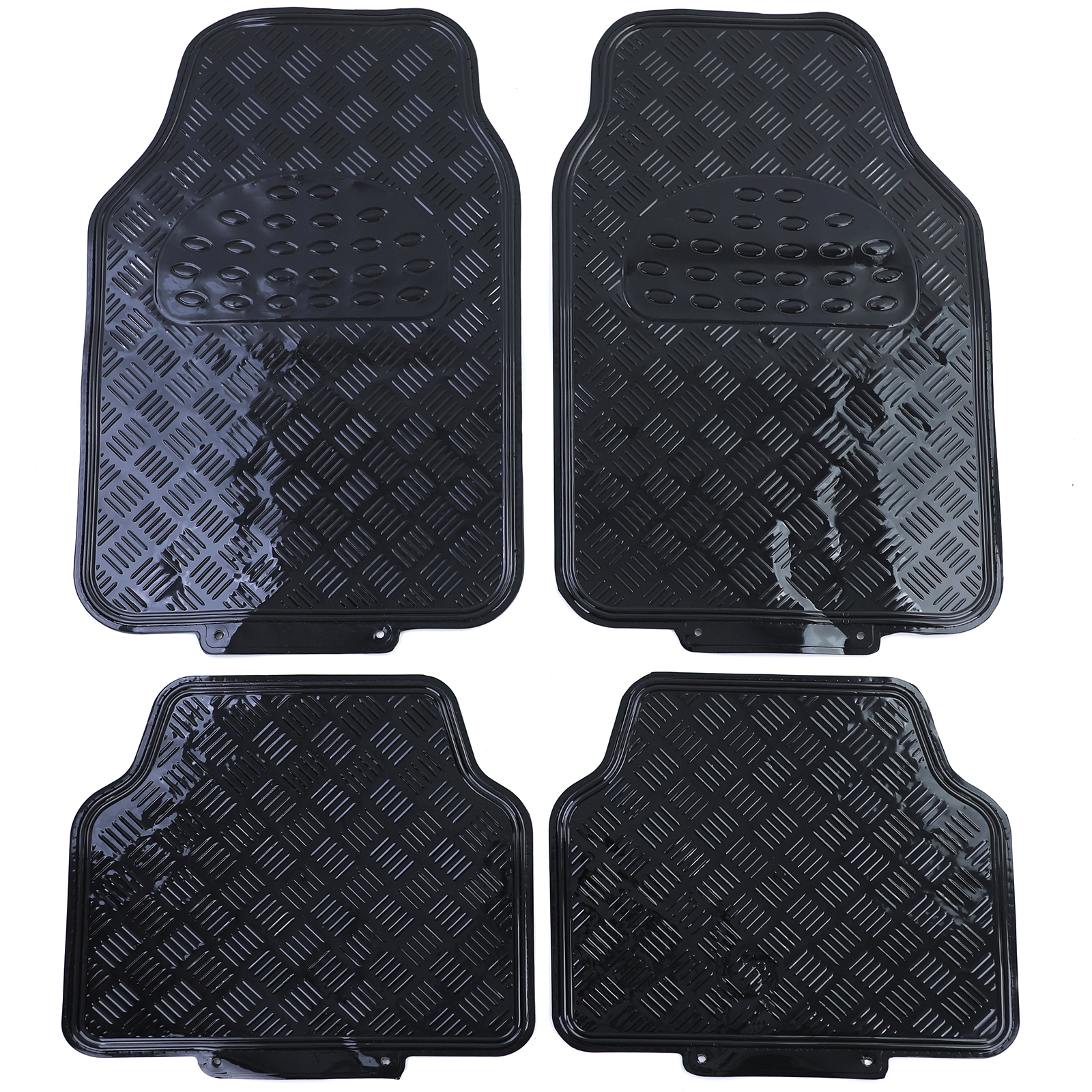 Fußmatte Auto Fußmatten Set universal Alu Riffelblech Optik Flammen 4-teilig  schwarz rot, Tenzo-R