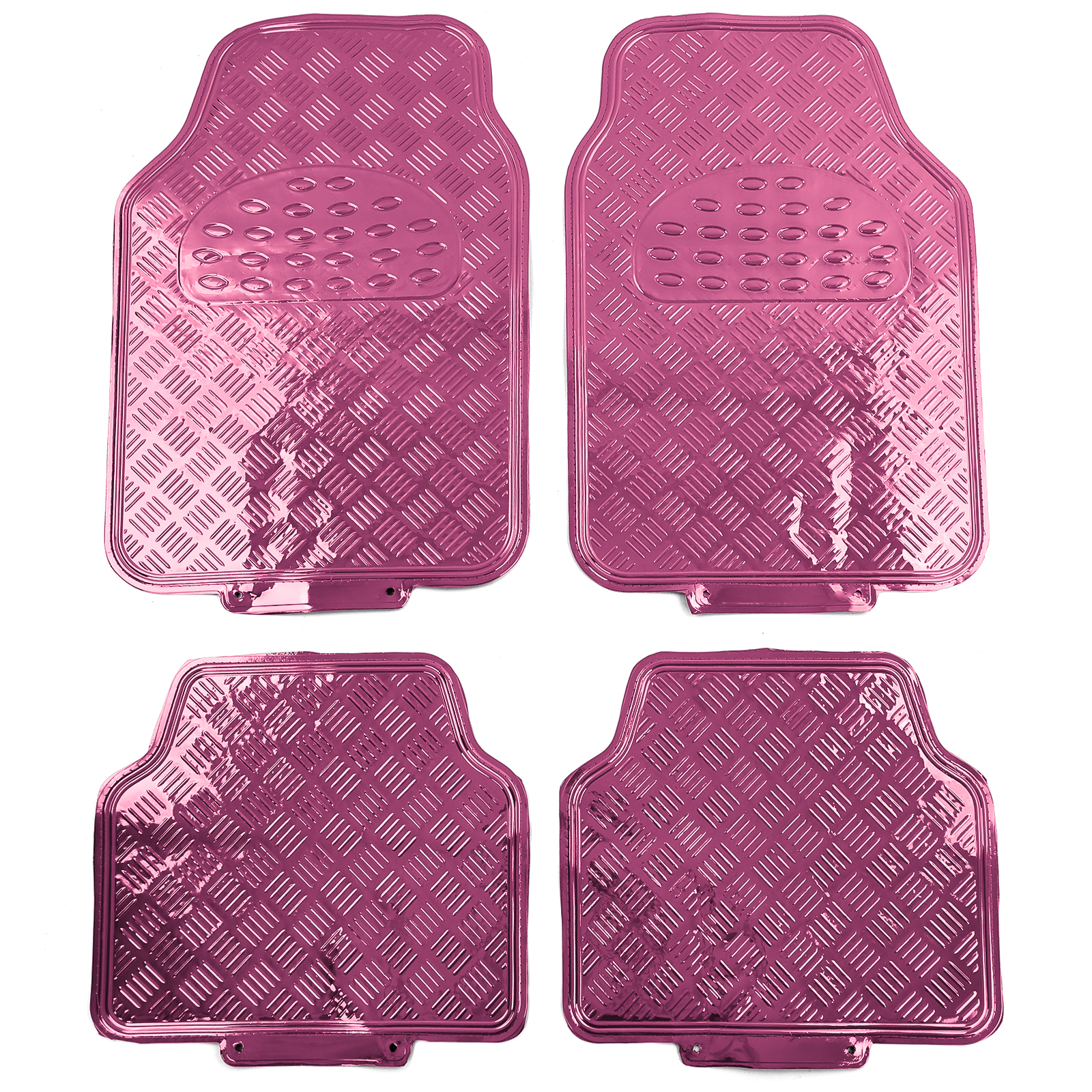 Riffelblech Chrom 4-teilig Fußmatten Auto Optik Alu kaufen universal Gummi Pink