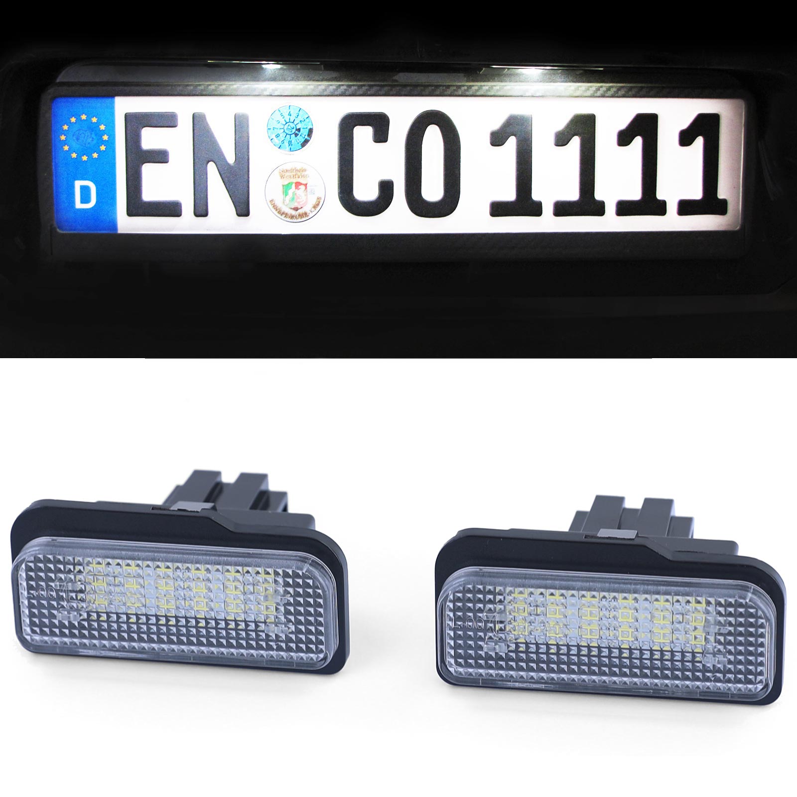 LED Kennzeichenbeleuchtung schwarz 8 LED`s Anhänger