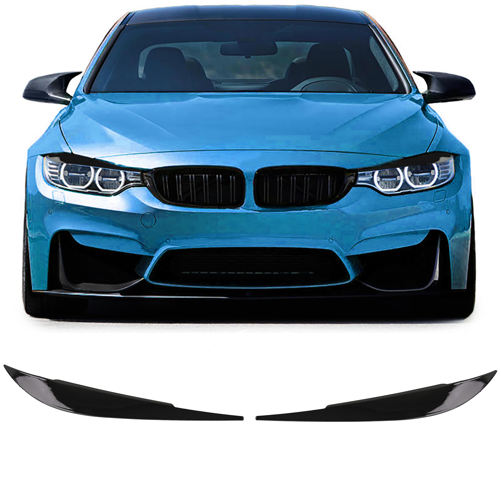 Scheinwerferblenden Böser Blick Schwarz Glanz passend für 4er BMW