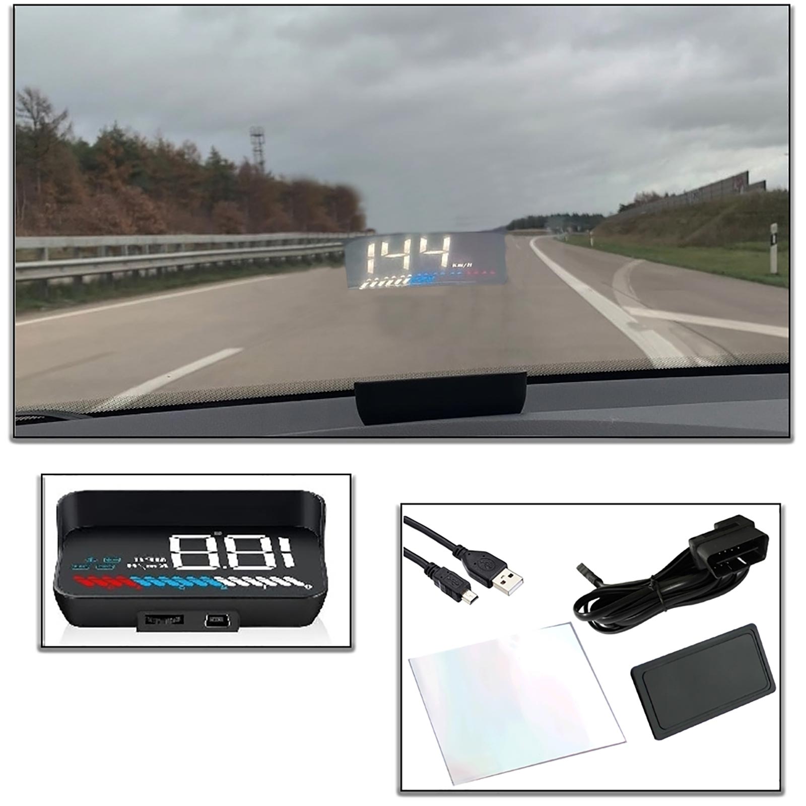 Digitaler Auto-Tachometer Geschwindigkeitsmesser: Universal Auto HUD Head  Up Display, Auto-Tacho, fahrrad tacho, Tacho Motorrad für Bike, Motorrad
